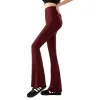 Wine red high-waisted flared pants, the same style as the model for slimming and shaping women Item Picture